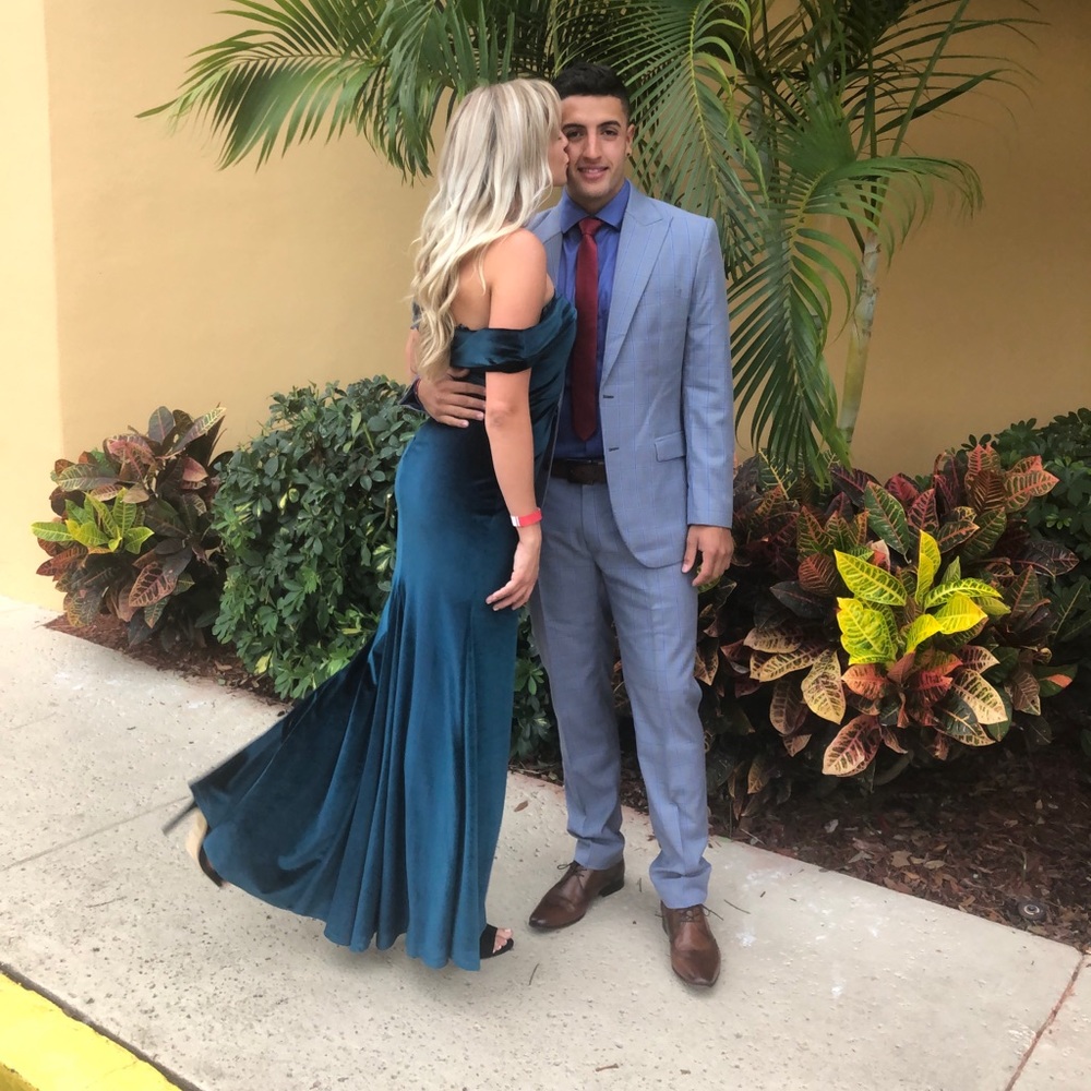 TEAL VELVET BALL GOWN!